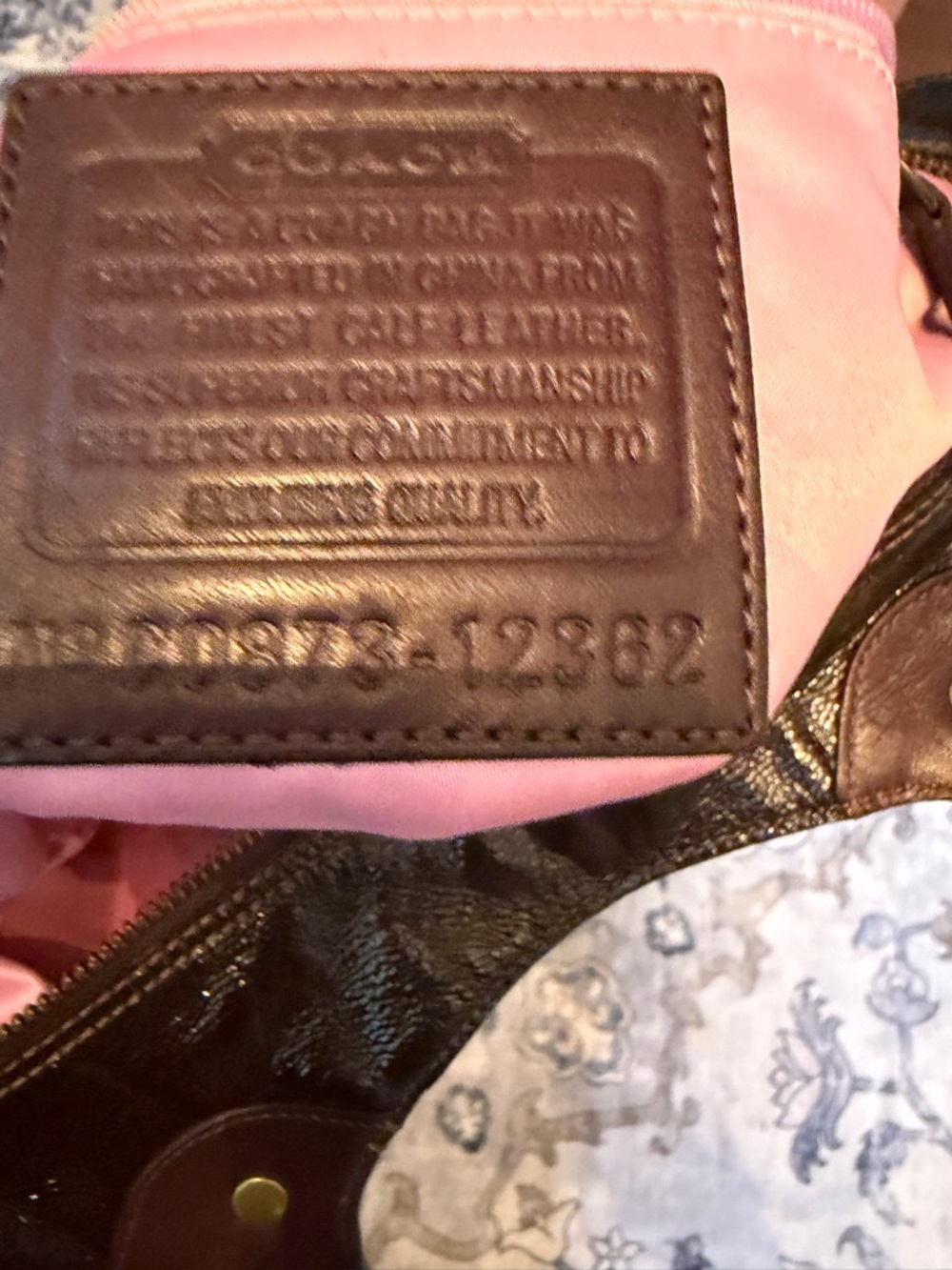Coach Dark Brown Leather Tote with Double Handles - Picture 3 of 3